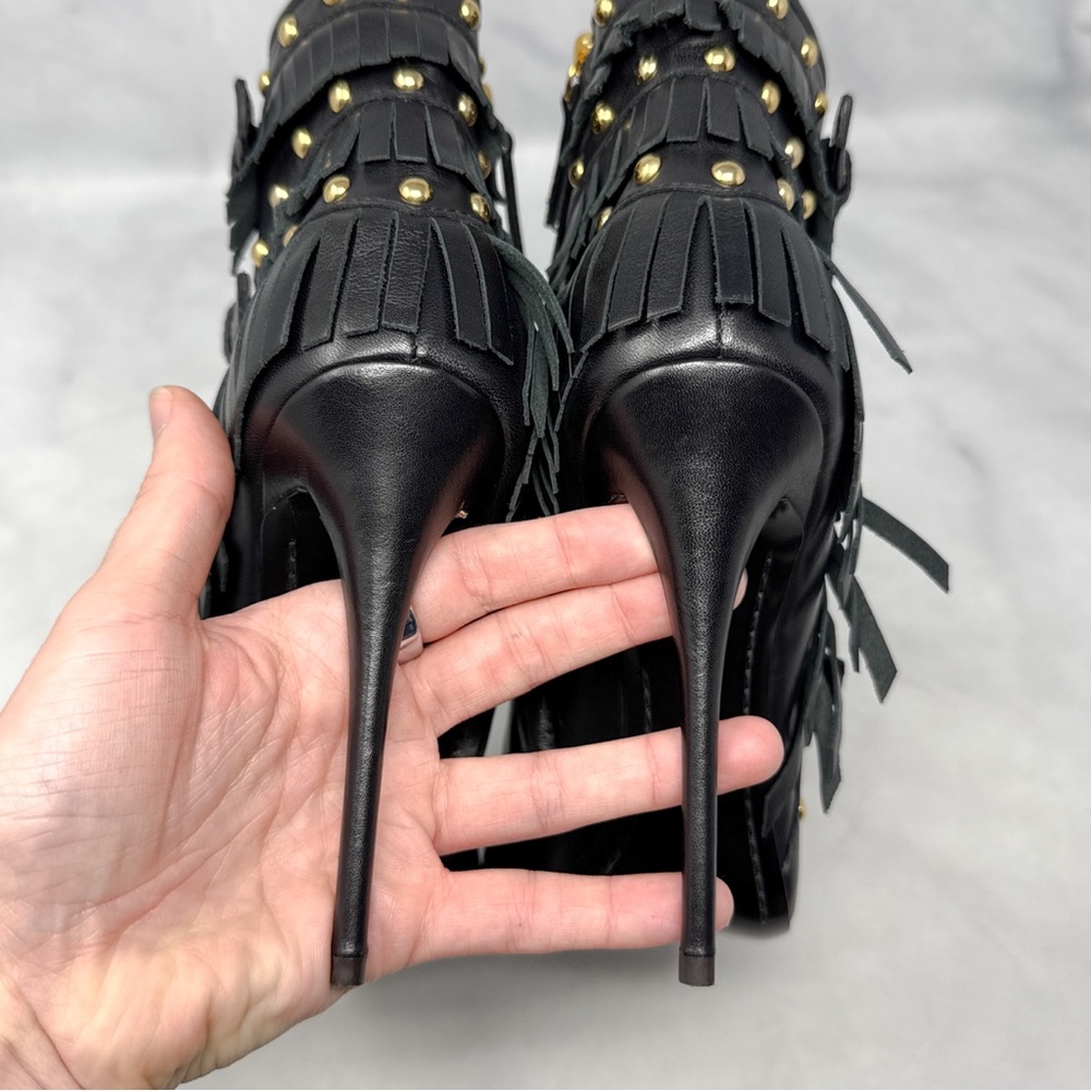 NEW Giuseppe Zanotti Yvette Jeti 110 Studded Fringe Pointed Toe Ankle Boots 38 - Picture 8 of 16